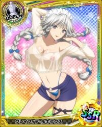 big_breasts casual_clothes grayfia_lucifuge mobage_cards no_bra silver_hair