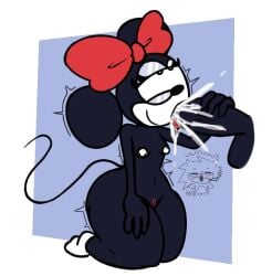 anthro blowjob blue_background cum cum_in_mouth mickey_mouse minnie_mouse public_domain white_background