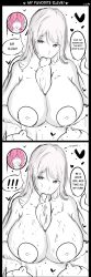 1futa 1girls balls big_breasts blonde_hair breasts demon dialogue english_text erection female female_focus femsub futa_on_female futa_pov futadom futanari goldy good_girl heart-shaped_pupils huge_balls huge_breasts huge_cock human humanoid humanoid_penis intersex long_hair nipples nude original_character paizuri paizuri_lead_by_female penis pink_hair pov red_hair sex sitting sketch solo_focus source_request spot_color text
