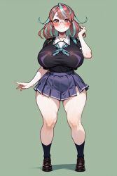 ai_generated emikukis huge_breasts multicolored_hair ricochetk school_uniform schoolgirl smile virtual_youtuber vtuber wide_hips