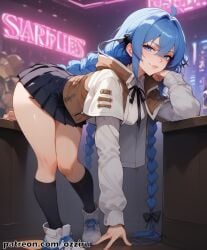absurd_res ai_generated anime blue_hair braid braided_hair braided_ponytail braided_twintails female hi_res highres mushoku_tensei ozziru patreon roxy_migurdia self_upload twintails uncensored