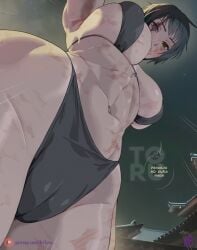 1girls arttoru cameltoe female female_only jujutsu_kaisen light-skinned_female light_skin looking_at_viewer low-angle_view solo spanish_text tagme text zenin_maki