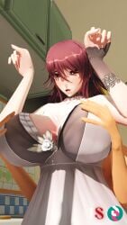 1boy 1girls 3d action_taimanin big_breasts blender blender_(software) breasts brown_hair female/male giant_breasts grope grope_from_behind groping groping_breasts groping_from_behind imminent_sex japanese_female kitchen large_breasts le_sandman lilith-soft male/female milf mizuki_shiranui mother night_gown older_female older_female_and_younger_boy red_eyes sex succubus tagme taimanin_(series) taimanin_yukikaze tan_skin unseen_character unseen_male unseen_male_face xnalara