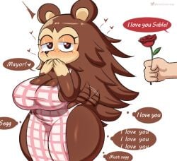 animal_crossing apron big_breasts breasts cleavage female furry huge_breasts nintendo sable_able startop tagme thick_thighs wholesome wide_hips