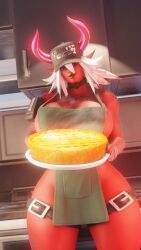 3d apron cooking demon demon_girl demoness desdemona_(fortnite) dominant_female female follow_twitter fortnite kitchen mommy_kink mother mother_desdemona_(ya_path) pie solo twitter twitter_username x ya_path yoshida_(ya_path)