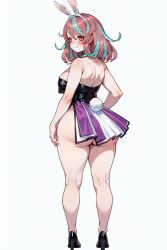 ai_generated bunnysuit emikukis from_behind high_heels huge_breasts multicolored_hair ricochetk smile virtual_youtuber vtuber wide_hips