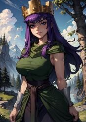 ai_generated archer_queen_(clash_of_clans) big_breasts blush blushing clash_(series) clash_of_clans clash_royale clothed clothed_female clothing crown female female_only fully_clothed fully_clothed_female looking_at_viewer makimass_ai safe_for_work smile smiling smiling_at_viewer solo solo_female video_games