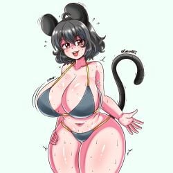 1girls animal_ears artist_name big_breasts bikini breasts grey_hair hand_on_thigh light-skinned_female motion_lines mouse_ears mouse_girl mouse_tail nazrin open_mouth red_eyes seireiart sideboob solo solo_female sweat sweaty_body tail thick_thighs thighs touhou watermark white_background