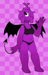 artist_request background big_breasts black_wings bra destinyrockstar101 devil_tail harry_mations harrycreator3000 oc panties pink_background purple_background purple_body purple_hair ralr ralr_oc russian_alphabet_lore_reloaded scratch_(application) smash_or_pass smiling_at_viewer smug_face swimsuit tail thick_ass thick_thighs watermark waving_at_viewer wings youtuber youtuber_girl