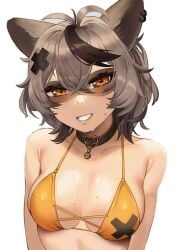 alpha_channel bikini bikini_top breasts ear_piercing fluffy_ears for_sticker_use half-closed_eyes indie_virtual_youtuber light_skin light_skinned_female looking_at_viewer medium_breasts messy_hair neckwear nervous_smile png short_hair smile smiling snuffy sticker_template sweat sweatdrop sweatdrops sweating tagme tagme_(artist) teeth transparent_background transparent_png two-tone_hair two_tone_hair virtual_youtuber wfn_art(artist) whisperingfornothing