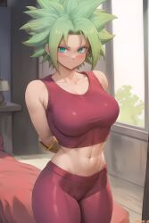 1girls abs ai_generated amiral_ai arms_behind_back blonde_hair breasts dragon_ball dragon_ball_super female female_only kefla large_breasts legendary_super_saiyan light-skinned_female light_skin looking_at_viewer saiyan smile spiky_hair super_saiyan super_saiyan_2