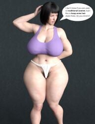 3d 3d_(artwork) asian asian_female barely_clothed big_ass big_breasts black_hair clothed confused_expression confused_look embarassed english english_dialogue english_text hairy hairy_pussy hyuuga_hinata japanese_clothes milf naive naruto naruto_(series) naruto_shippuden onlythicks pubes pubes_exposed pubic_hair pubic_hair_peek purple_eyes short_hair text text_box text_bubble thick_ass thick_butt thick_hips thick_legs thick_thighs thong white_skin