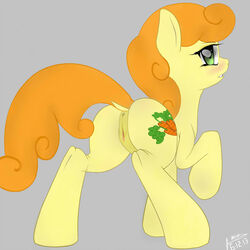 anus ass carrot_top_(mlp) equine friendship_is_magic furry green_eyes horse looking_back majikplant420 my_little_pony orange_hair pony pussy tail