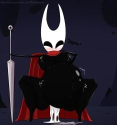 arthropod bestponies big_belly blush fetal_movement hollow_knight hornet_(hollow_knight) orgasm protagonist_(hollow_knight) safe_vore squirming unbirthing vore