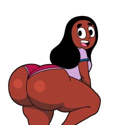 blackmorty_(artist) booty_shorts bubble_butt connie_maheswaran dark-skinned_female dark_skin huge_ass looking_at_viewer looking_back steven_universe transparent_background