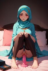 ai_generated anklet blush d.va dildo dildo_in_pussy dildo_insertion dildo_penetration hana_song hijab hijabi masturbating masturbation muslim muslim_female overwatch overwatch_2 stockings