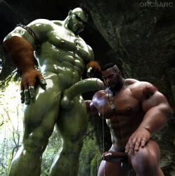 bara barret_wallace cave cavern cock final_fantasy final_fantasy_vii final_fantasy_vii_remake gay huge_cock male_only muscles muscular muscular_male orc orcsarc