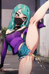 face_mask green_eyes green_hair purple virtual_singer