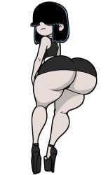 blackmorty_(artist) dark_hair dress female huge_ass looking_at_viewer lucy_loud the_loud_house transparent_background white_skin