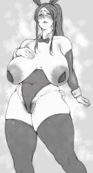 blush breasts female huge_breasts looking_at_viewer mature_female milf mole mole_on_breast mole_under_eye mole_under_mouth monochrome original pasties playboy_bunny plump pubic_hair sagging_breasts solo thighhighs toshi21888046 voluptuous voluptuous_female