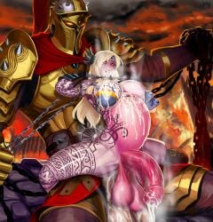 1boy 1futa aka6 anal ares_(smite) armor balls big_breasts big_dom_small_sub blonde_hair bondage breasts burning chains clothed clothing cock_and_ball_torture cum cum_all_over cum_all_the_way_through cum_from_mouth cum_from_nose cum_from_penis cum_in_ass cum_through cumflated_belly cumflation erection eyes_rolling_back freya_(smite) futa_is_smaller futa_raped futa_urethral_insertion futanari futasub glowing_metal huge_balls huge_cock human hung_bottom inflation light-skinned_futanari light-skinned_male light_skin male male_on_futa maledom mostly_nude muscular muscular_futanari muscular_male partially_clothed penis pulling_balls rape raped_futa reverse_rape rough_sex sex sitting smaller_female smaller_futanari smite spartan steam stomach_bulge straddling tattoo urethral urethral_insertion valkyrie