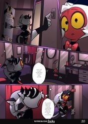 comic_page hellhound helluva_boss imp jizoku loona_(helluva_boss) millie_(helluva_boss) mirror moxxie_(helluva_boss)