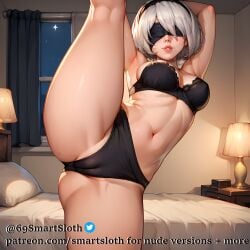 ai_generated kneepits midriff nier nier:_automata nier_(series) perfect_legs smartsloth white_hair yorha_2b