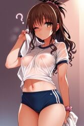 ai_generated brown_hair tharkica to_love-ru towel visible_nipples yuuki_mikan