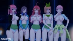 5girls areolae breasts embarrassed go-toubun_no_hanayome koikatsu multiple_girls nakano_ichika nakano_itsuki nakano_miku nakano_nino nakano_yotsuba obuyo pussy quintuplets