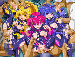 3girls bad_end_beauty bad_end_happy bad_end_peace bad_end_precure blonde_hair blue_hair boots breasts censored clothed_sex clothing cum cum_in_pussy dark_magical_girl female handjob lactation lolita_channel long_hair magical_girl male medium_breasts multiple_girls nipple_tweak nipples no_panties penis pink_eyes pink_hair precure pretty_cure purple_eyes pussy sex smile_precure spread_legs straight torn_clothes vaginal_penetration very_long_hair yellow_eyes