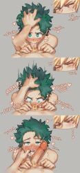 2boys 3koma bakudeu bakugou_katsuki blonde_pubic_hair blowjob blush cock_hungry cum cum_in_mouth cum_on_tongue cumming_in_mouth curly_hair deepthroat erect_penis facial fellatio fellatio_pov finger_in_another's_mouth finger_in_mouth flushed flushed_face freckles frizzy_hair gay gay_blowjob gay_domination giving_head green_eyes green_hair hair_grab hand_in_hair hand_on_head heart heart-shaped_pupils high_school_student izuku_midoriya katsuki_bakugou looking_up male male/male male_only male_pov midoriya_izuku my_hero_academia oral penis penis_in_mouth pov pov_eye_contact shounen_jump shueisha student sucking_penis teen teen_boy teenage teenage_boy teenager yaoi