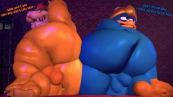 3d ass balls big_butt bowser chubby dialogue english_text fat feet king_dedede kirby_(series) mario_(series) mrrainbow nintendo overweight penguin source_filmmaker tagme testicles text