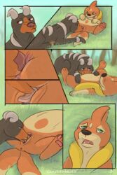 anus comic cunnilingus floatzel furry houndoom licking lying nintendo on_back oral oral_sex pokemon pussy sex smuttymutt tongue vaginal_penetration video_games