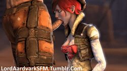 1boy 1girls 3d animated borderlands borderlands_2 deepthroat fellatio gagging gif lilith_(borderlands) lordaardvark low_res lowres oral psycho_(borderlands) source_filmmaker