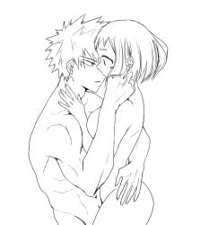 1boy1girl bob_cut boku_no_hero_academia breasts grchloex hug hugging katsuki_bakugou my_hero_academia naked naked_female naked_male nude nude_female nude_male ochako_uraraka open_eyes spiky_hair