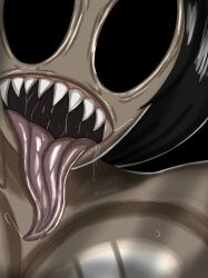 1girls big_breasts empty_eyes female kandomryller kuraksa_(kandomryller) long_tongue saliva sharp_teeth solo tongue tongue_out