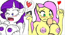 anthro areola big_breasts blue_eyes blush breasts equine erect_nipples erection female fluttershy_(mlp) friendship_is_magic green_eyes hair heart horn horse human jmynstyx male male_human/female_anthro my_little_pony nipples nude paizuri pegasus penis pink_hair pony purple_hair rarity_(mlp) sex straight straight_hair unicorn wings