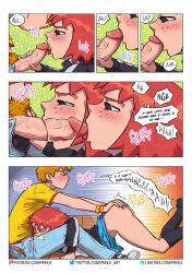 1boy 1boy1girl 1girls ass_grab blush brown_hair clothed_fellatio comic_page dialogue english_text fellatio female freckles freckles_on_ass grabbing_another's_ass grabbing_ass high_socks kim_pine licking_penis light-skinned_female light-skinned_male male preka red_hair scott_pilgrim scott_w_pilgrim short_hair speech_bubble thought_bubble veiny_penis x-ray