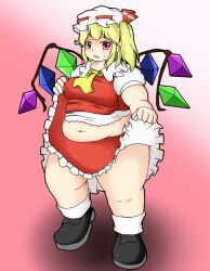 bbw belly_overhang big_belly big_breasts big_female blush chubby chubby_female embarrassed fat fat_arms fat_ass fat_female fat_fetish fat_girl fat_woman fatty flandre_scarlet large_female nerizou obese obese_female overweight overweight_female plump pork_chop sweatdrop thick_thighs touhou weight_gain