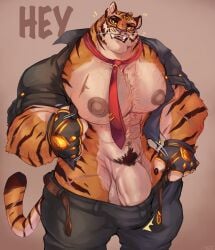 1boy abs anthro balls bara felid fortnite fur furry furry_only gay genitals hi_res insanysage male male_only mammal muscular muscular_anthro muscular_male nipples oscar_(fortnite) pantherine pecs penis scar solo stripes tagme tail tiger vein veiny_penis