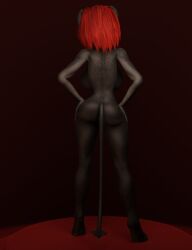 3_horns ass back bestia big_breasts black_body black_skin breasts demon demon_girl goat_legs hands_on_hips lox_(artist) necklace nude rear_view red_hair tail the_beast_(the_binding_of_isaac) the_binding_of_isaac