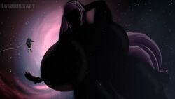 3d 3d_(artwork) ass_bigger_than_head bigger_female breasts_bigger_than_head casual casual_nudity female female_only galaxy_girl giant_female hyper_ass hyper_breasts lordscrubart nude space space_girl spacesuit