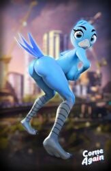 2023 ai_generated animal_humanoid anthro ass avian avian_butt avian_feet avian_humanoid bent_over big_breasts big_butt bird bird_legs blender_(software) blue_body blue_feathers blue_hair breasts chirper chirpy cities:_skylines comeagainai feathers feet female groping_breasts hair hi_res holding_breast humanoid looking_at_viewer looking_back nude raptor_claws sagging_breasts solo stable_diffusion thick_thighs twitter