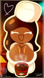 1girls big_breasts breasts brown_body brown_eyes brown_hair brown_skin cocoa_cookie cookie_run cos-18only female female_only full_body huge_breasts long_hair solo solo_female