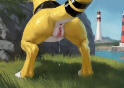 ai_generated ampharos anus back_view coercer1730 feral furry lighthouse pokémon_(species) pokemon pokemon_(species) presenting pussy pussy_juice pussy_juice_drip spread_legs