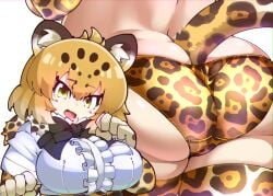 1girls animal_ears ass breasts female female_only jaguar_(kemono_friends) jaguar_print kemono_friends nananana_nanana panties solo tail thighhighs