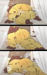 anal anal_sex animal_crossing anthro balls bara barazoku blush elvis_(animal_crossing) furry gay hyaku_(artist) lion male male_only muscles muscular nintendo nude penis sex size_difference