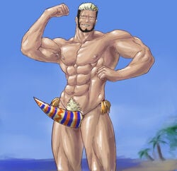 1boy bara facial_hair human king_of_fighters leopold_goenitz male male_only muscle solo standing tagme