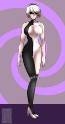 chivocesh cleavage female high_heels huge_ass huge_breasts hypnosis lips nier:_automata revealing_clothes thick_thighs wide_hips yorha_2b