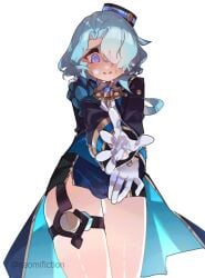 1boy 1femboy blue_hair blush clothed clothing femboy femboy_focus femboy_only fully_clothed honkai:_star_rail looking_down male male_focus male_only misha_(honkai:_star_rail) naomifiction purple_eyes solo solo_focus solo_male thick_thighs